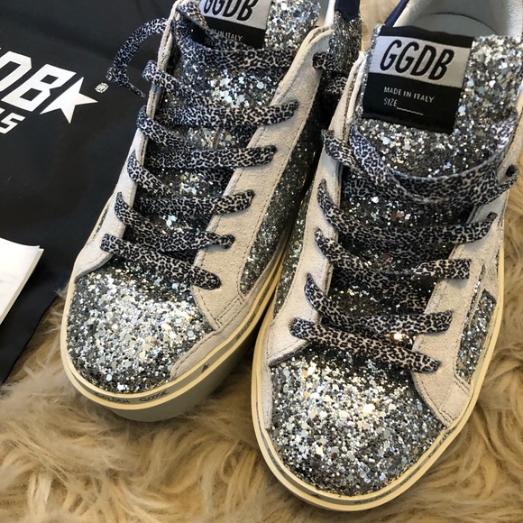 Golden Goose Hi Star Sneakers w/ Glitter & Blue - Picture 7 of 8